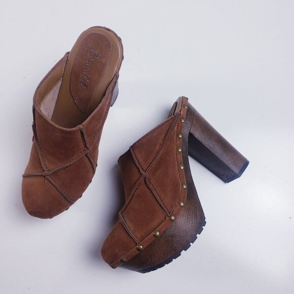 Bonnibel Brown Faux SuedePlatform Chunky Block Heel Mule Womens Size 6.5 - Picture 1 of 10